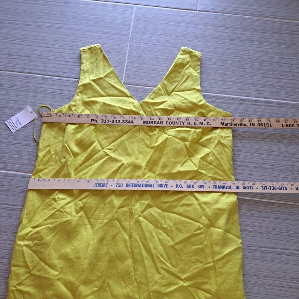 Ophelia Roe Women's Size XL Mustard Yellow Linen Blend V-neck Mini Dress Summer - Picture 6 of 8